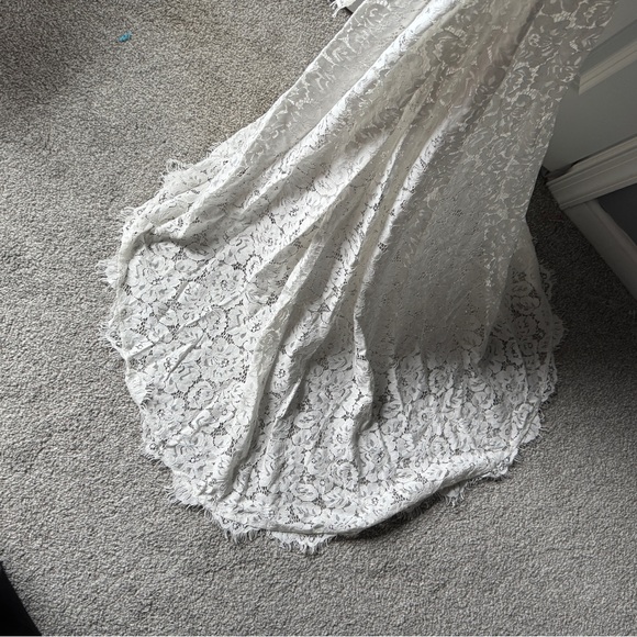 Lulus Love Everlasting White Floral Lace Mermaid Maxi Dress - Size M - Picture 7 of 9